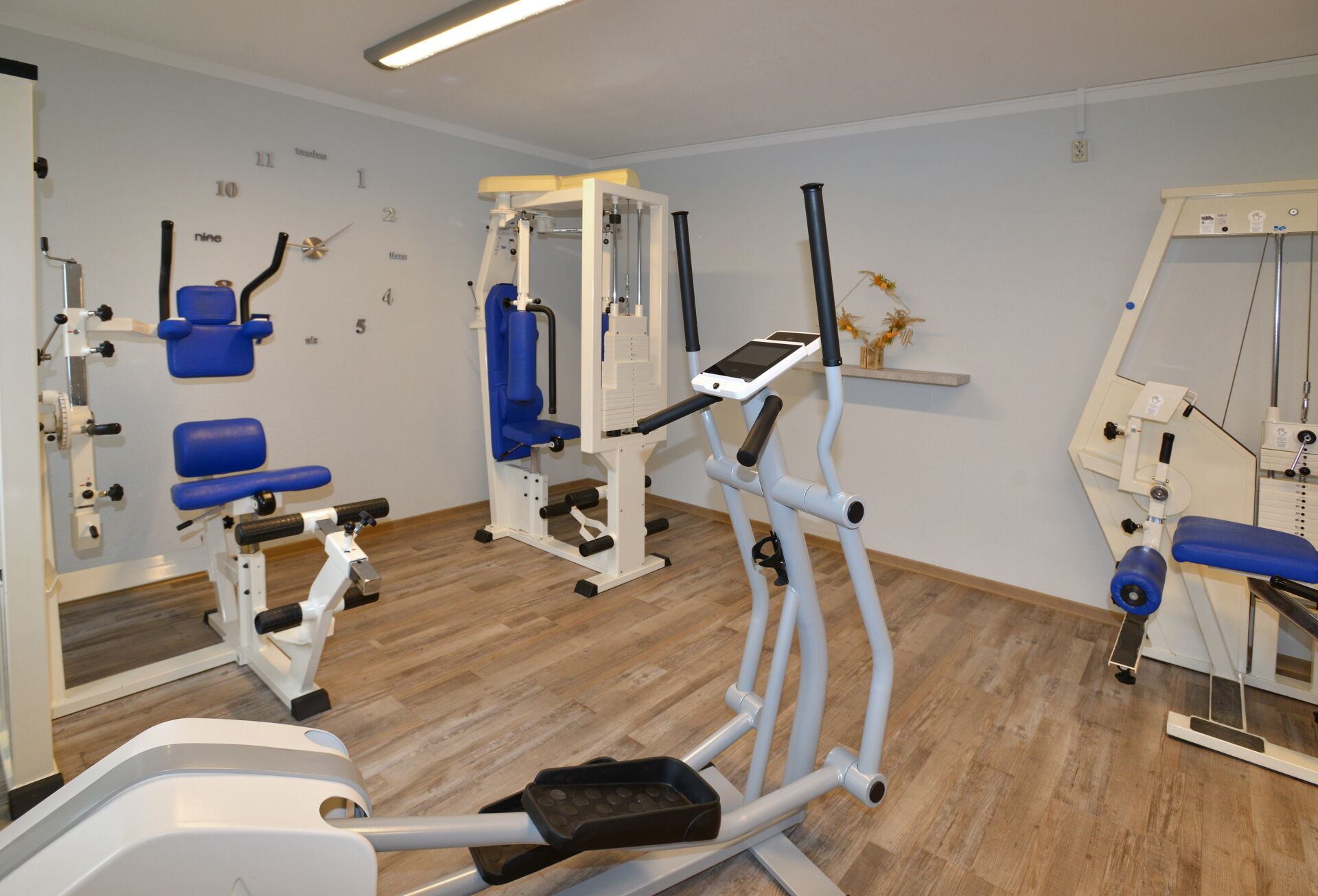 Behandlungsbereich mit Liege und Zubehör für Therapie